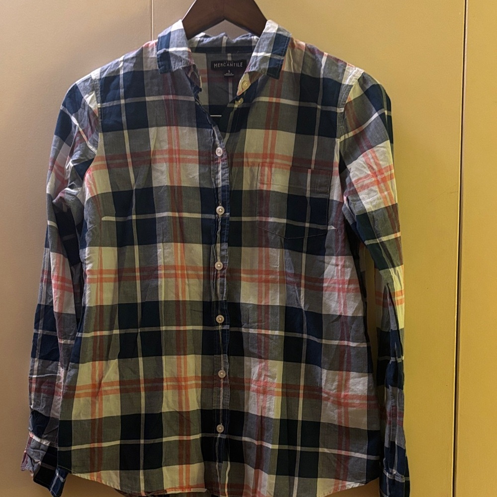 Women's J. Crew Mercantile Plaid Button Down Shirt Sz Small Preppy Office